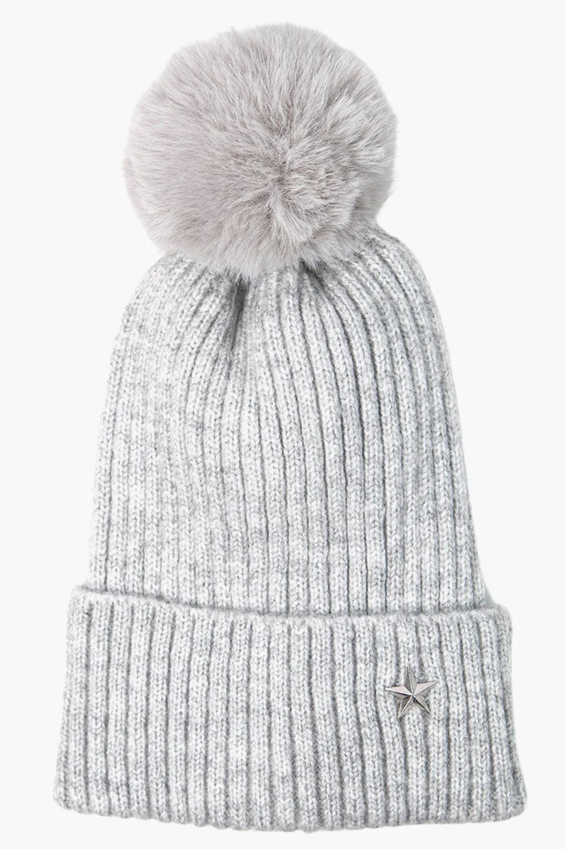 Sarta Pom Pom Ribbed Hat with Star