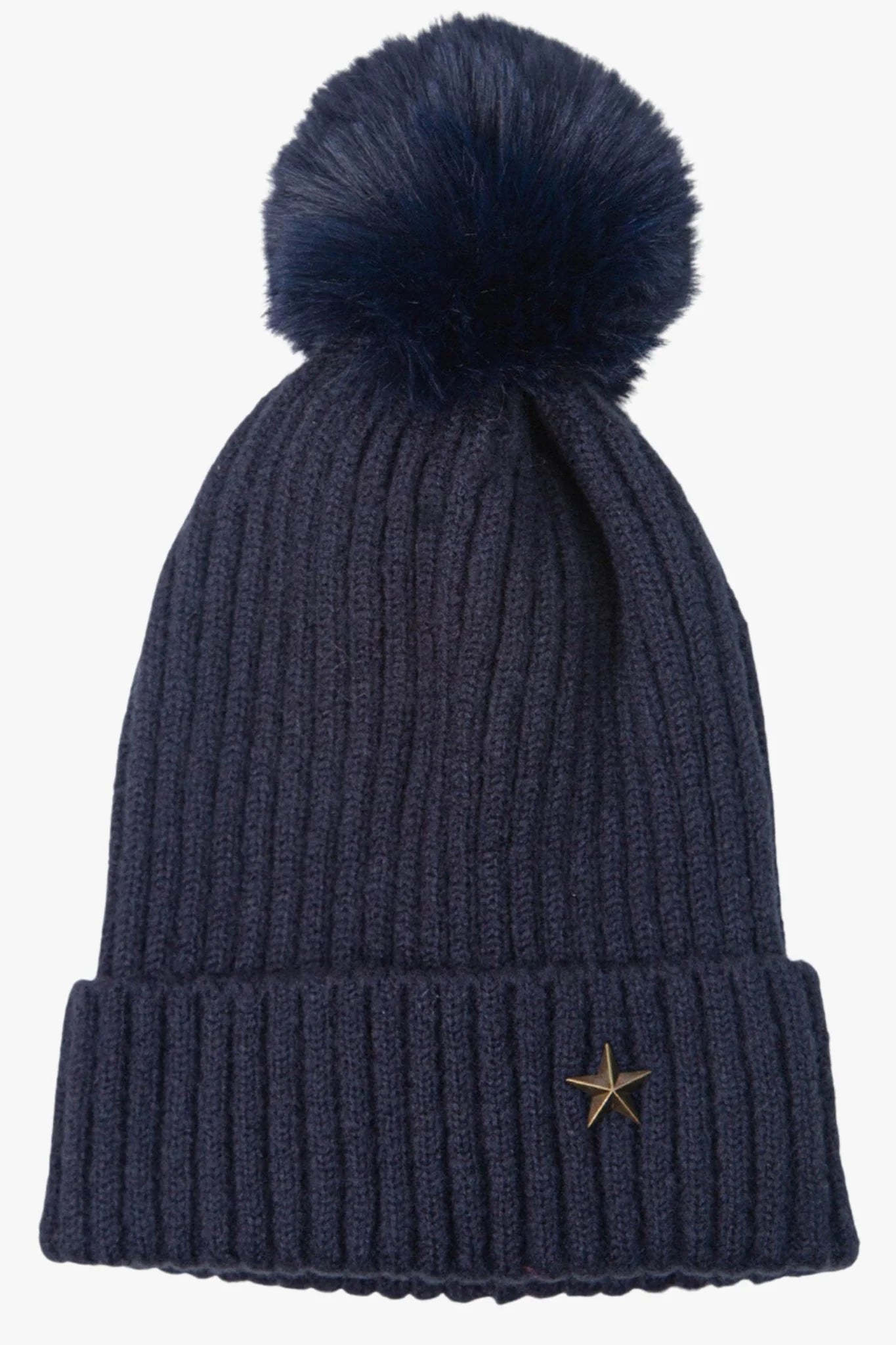 Sarta Pom Pom Ribbed Hat with Star