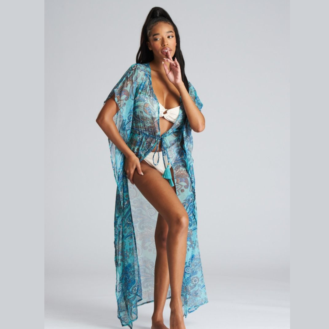 South Beach Print Chiffon Kaftan