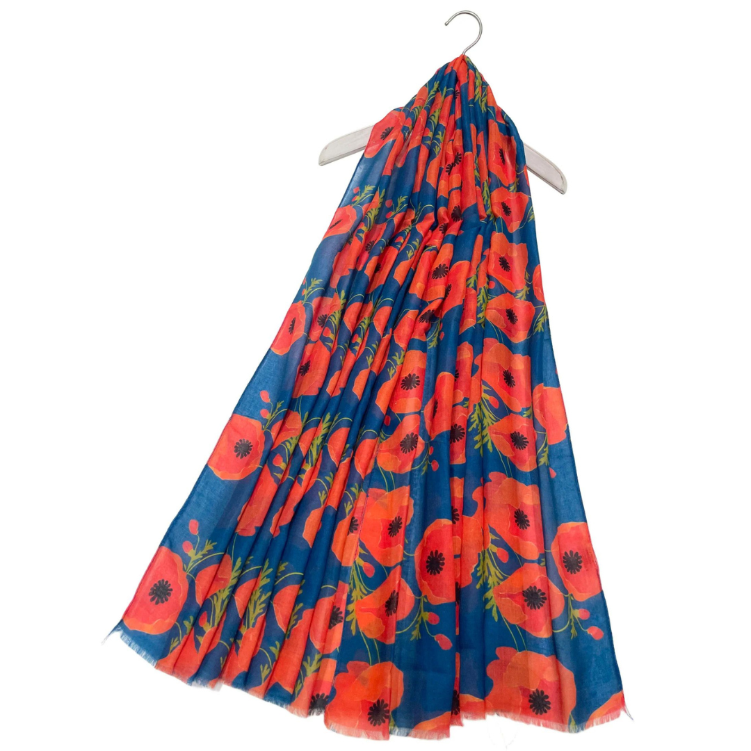 Vibrant Poppy Floral Print Scarf