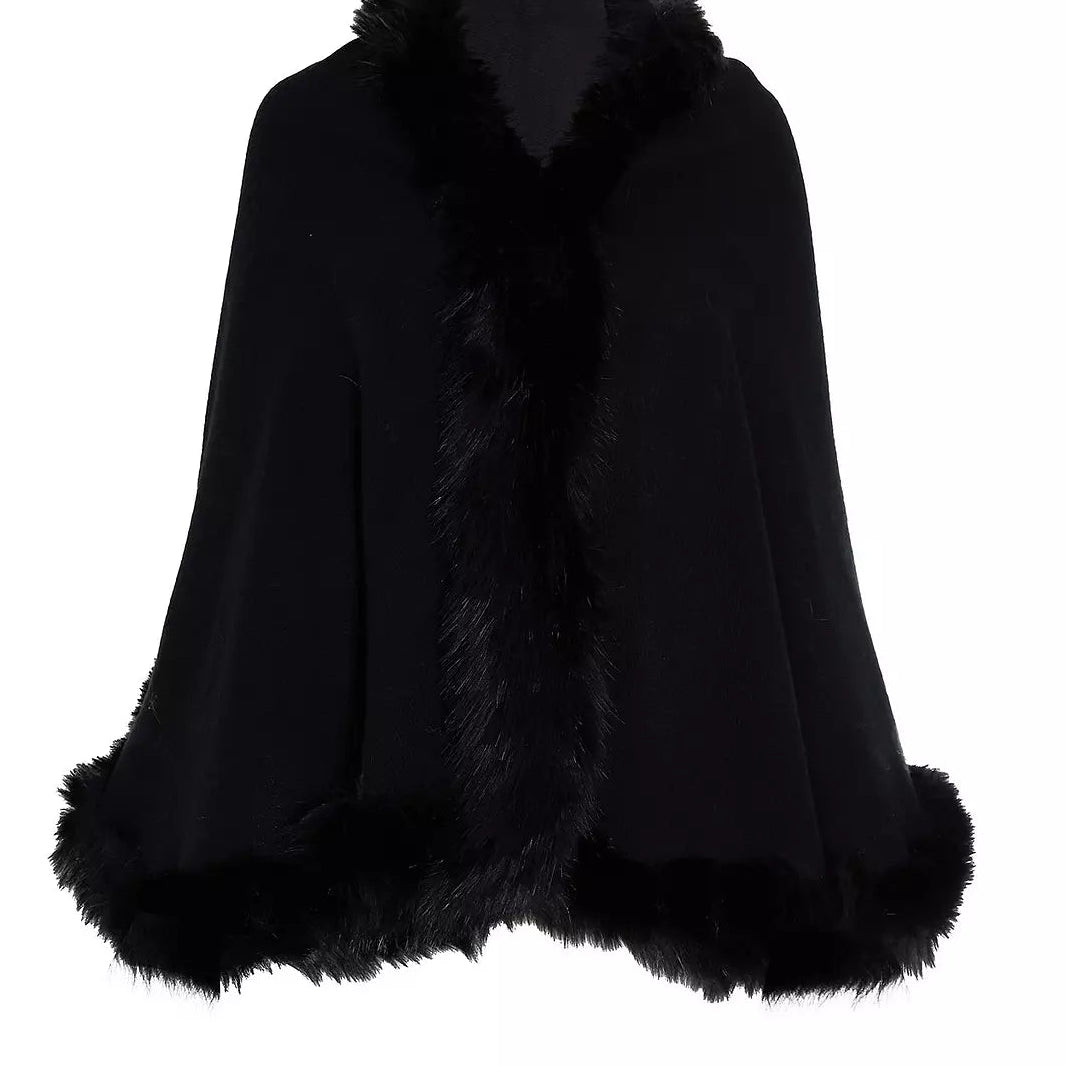 Paramour PK8070 Faux Fur Edged Wrap Cape