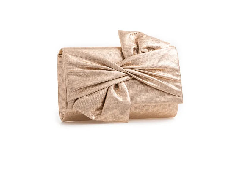 Metallic Bow Clutch Bag