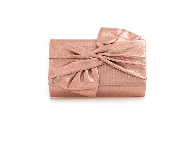 Metallic Bow Clutch Bag