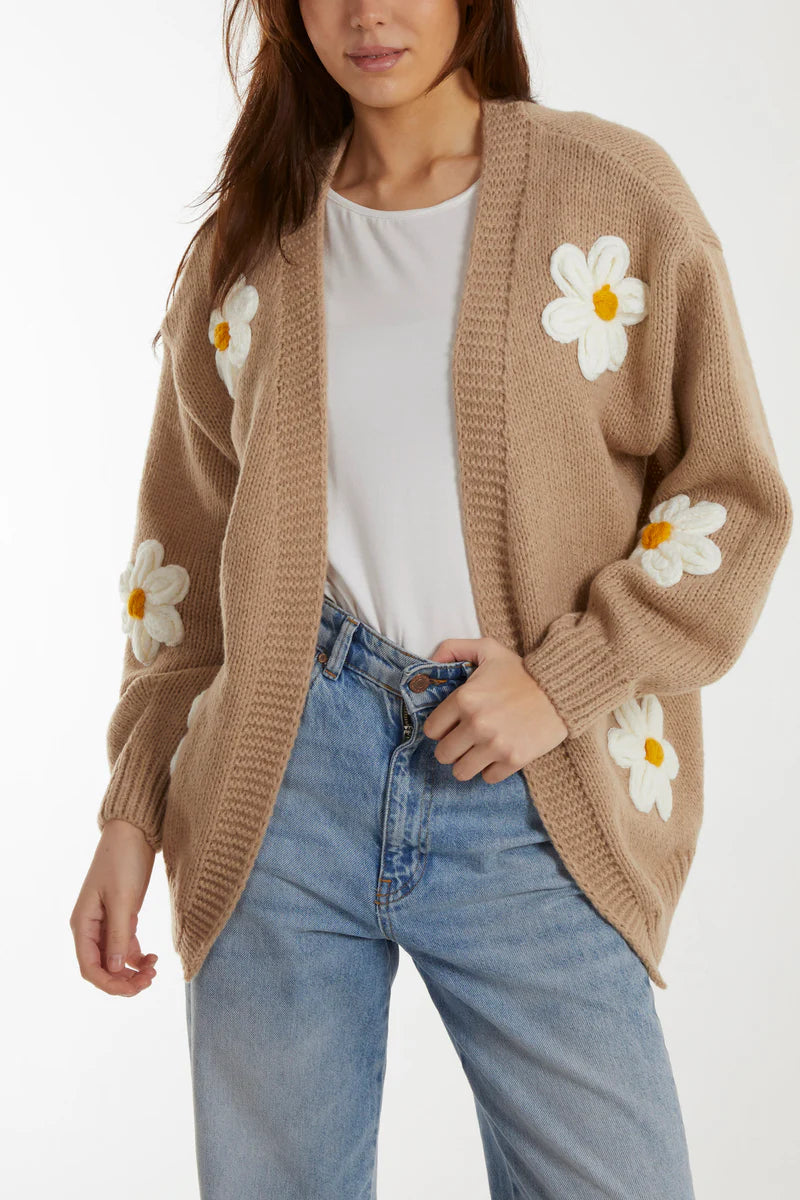 Wild Flower Daisy Cardigan Beige