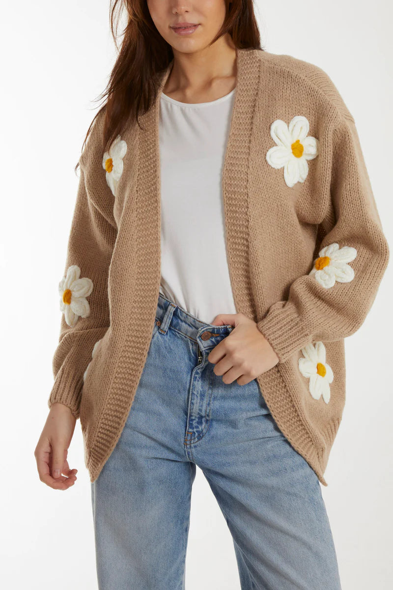 Wild Flower Daisy Cardigan Beige