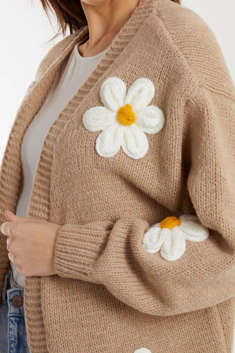 Wild Flower Daisy Cardigan Beige