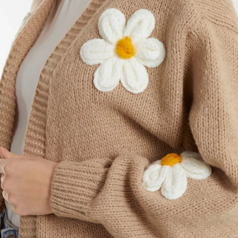 Wild Flower Daisy Cardigan Beige