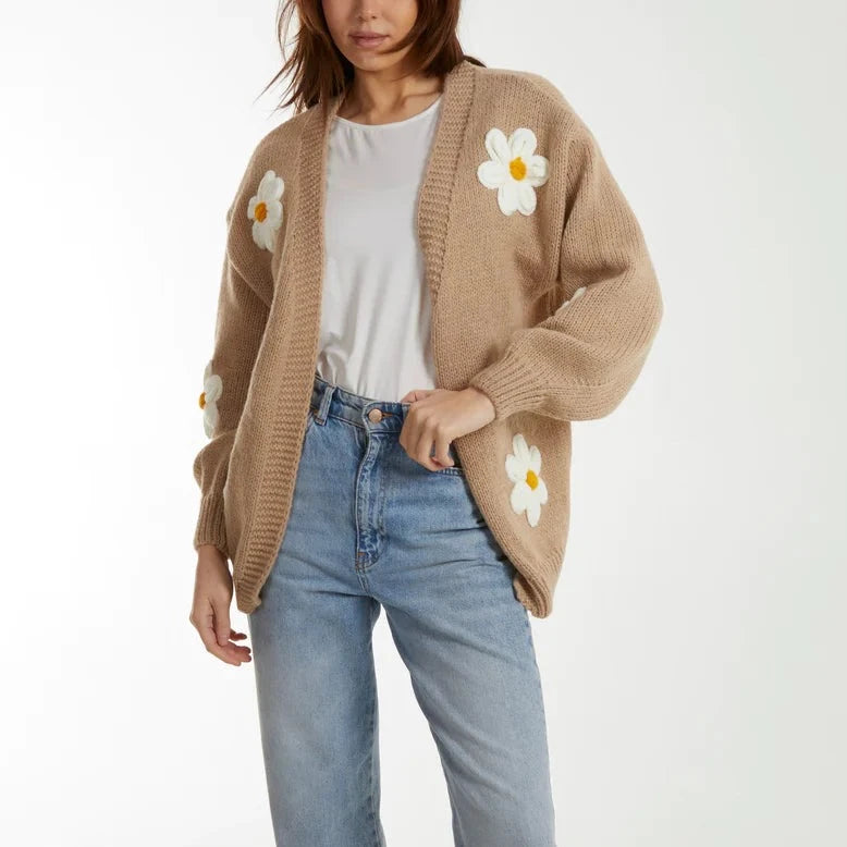 Wild Flower Daisy Cardigan Beige