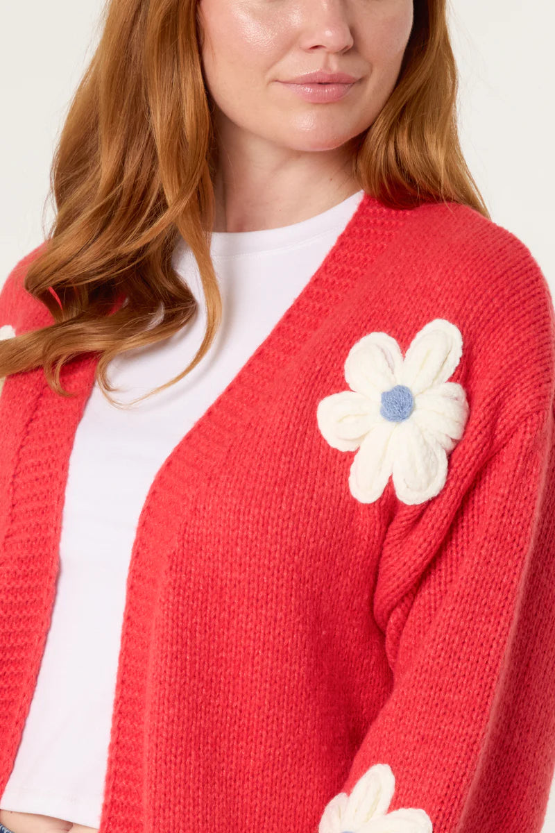 NOL WF5221NV005 Coral Daisy Flower Cardigan