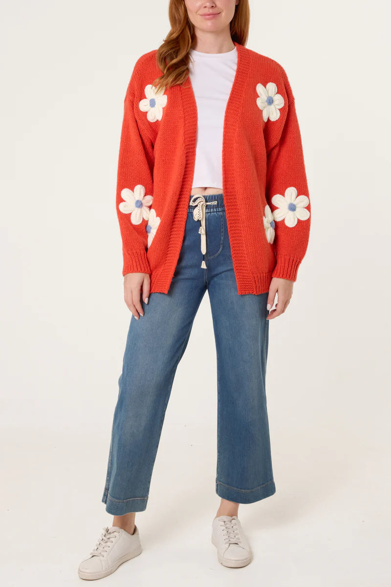 NOL WF5221NV005 Coral Daisy Flower Cardigan