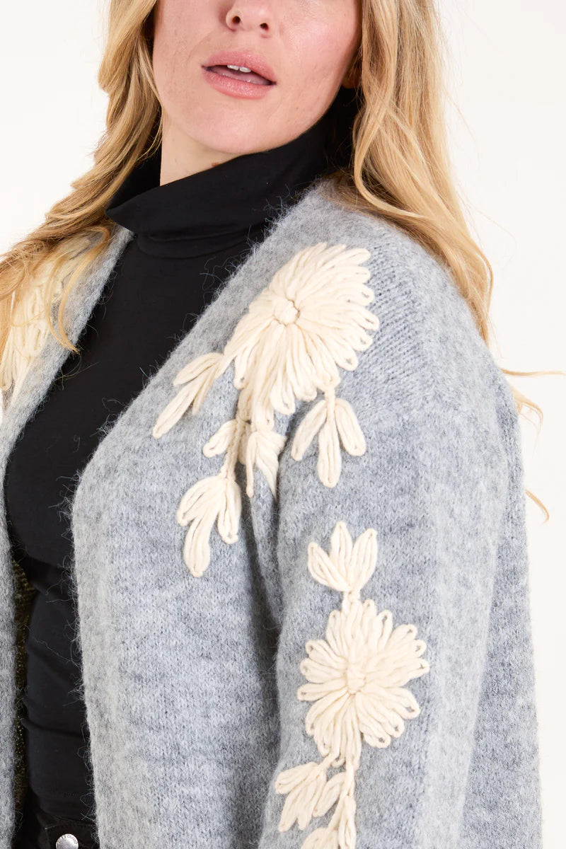 Wild Flower Cardigan with Embroidered Flowers