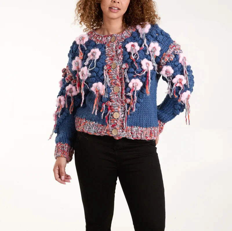 Wild Flower Chunky Flower Knit Cardigan