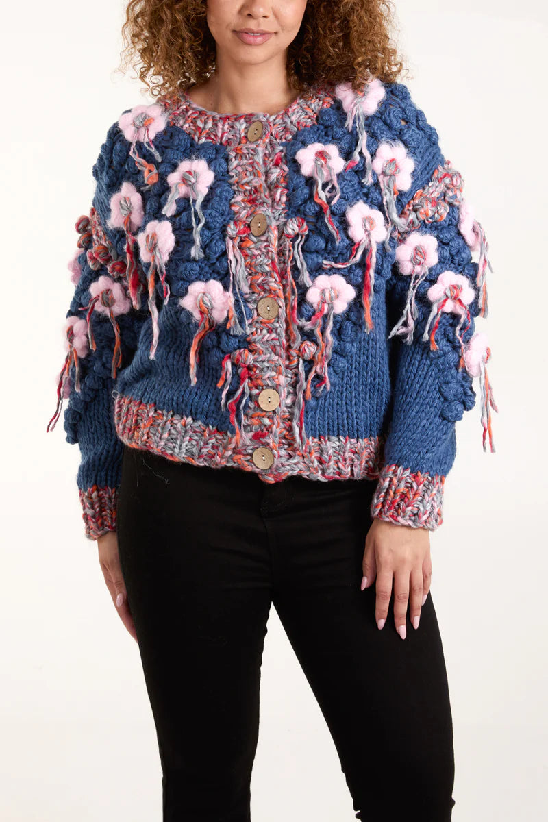 Wild Flower Chunky Flower Knit Cardigan