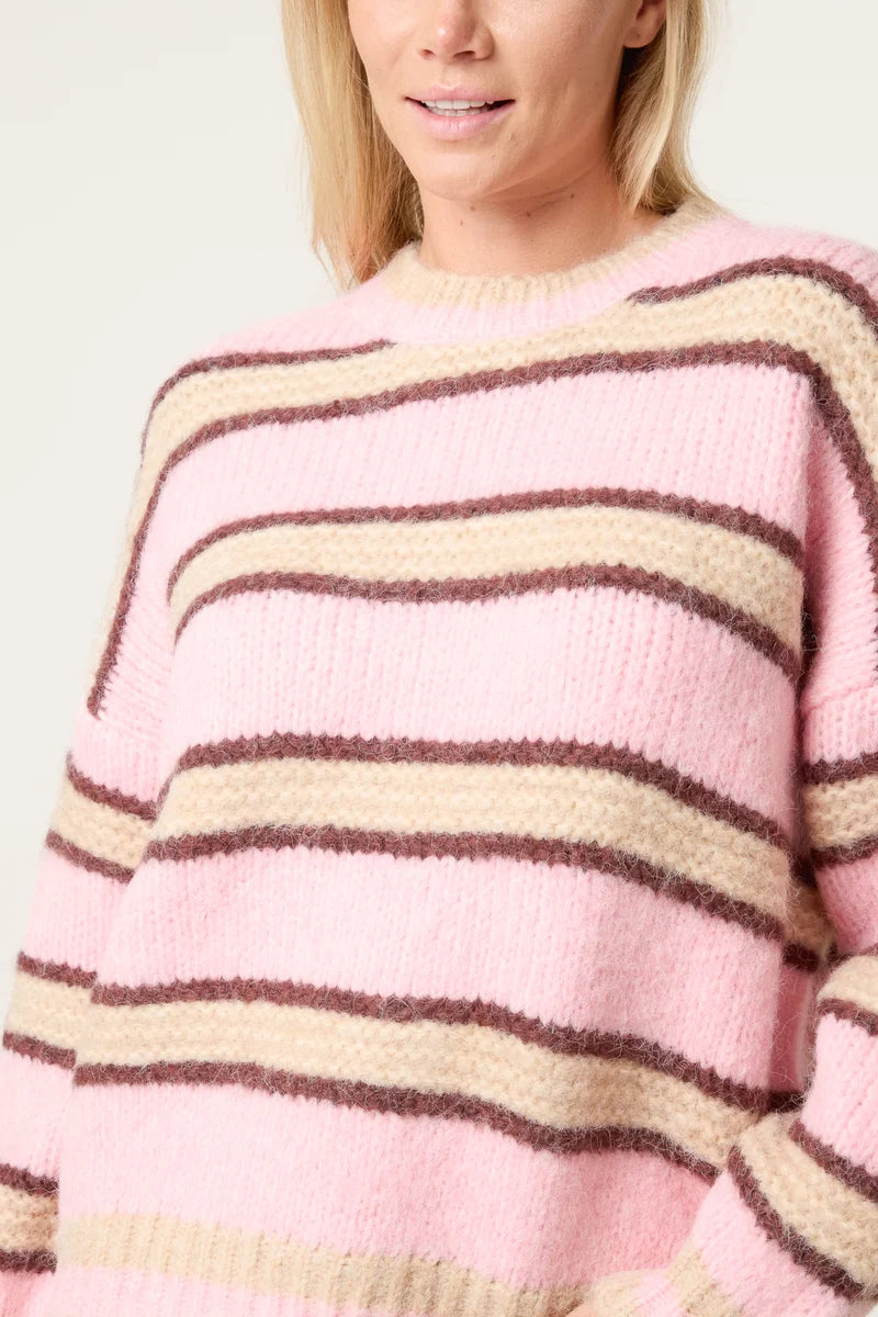Wild Flower WF5818NV Pink Striped Boxy Jumper
