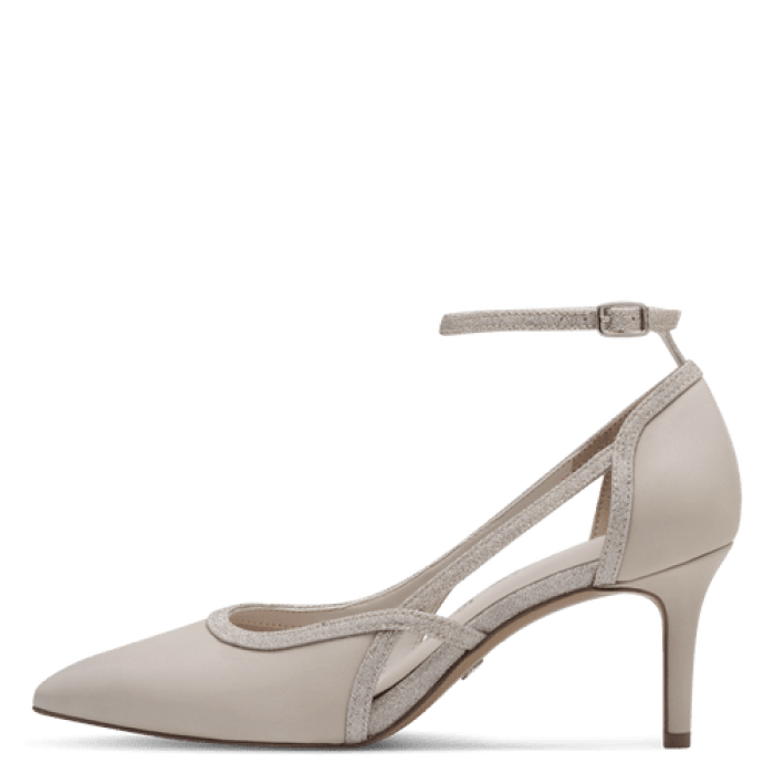 Tamaris Ivory Court Shoe with Gold Ankle Strap