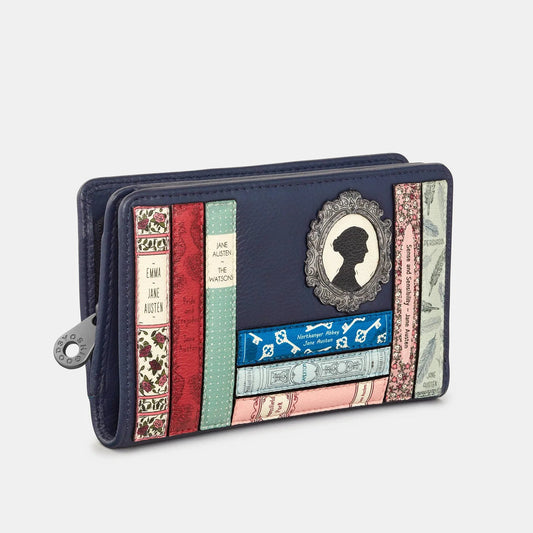 Yoshi Y1089 Jane Austen Navy Bookworm Zip Around Purse