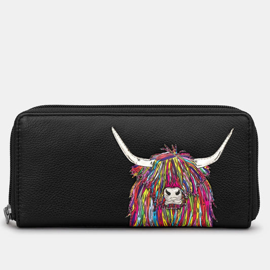 Yoshi Y1257 Rainbow Highland cow zip around purse