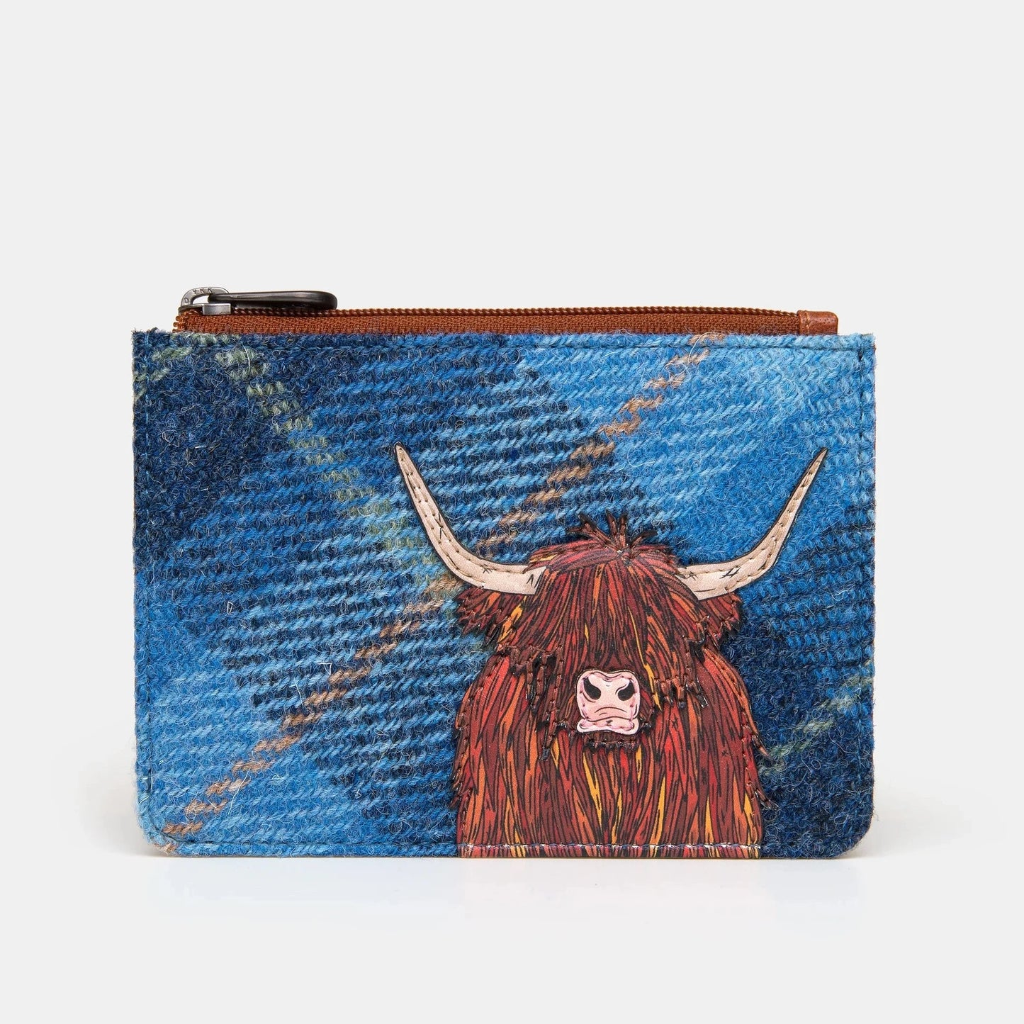 Yoshi Y1321 Blue Highland Cow Zip Top Purse Blue