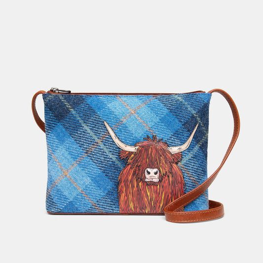 YB214 Highland cow cross body bag Blue