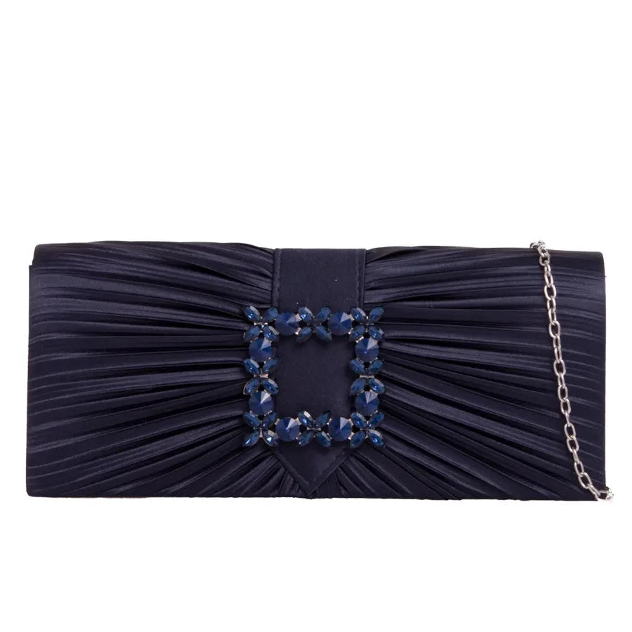 Koko Navy Satin Clutch Bag