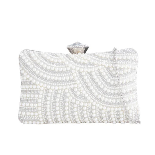 Koko Z3113 White Pearl & Diamante Wedding Bag