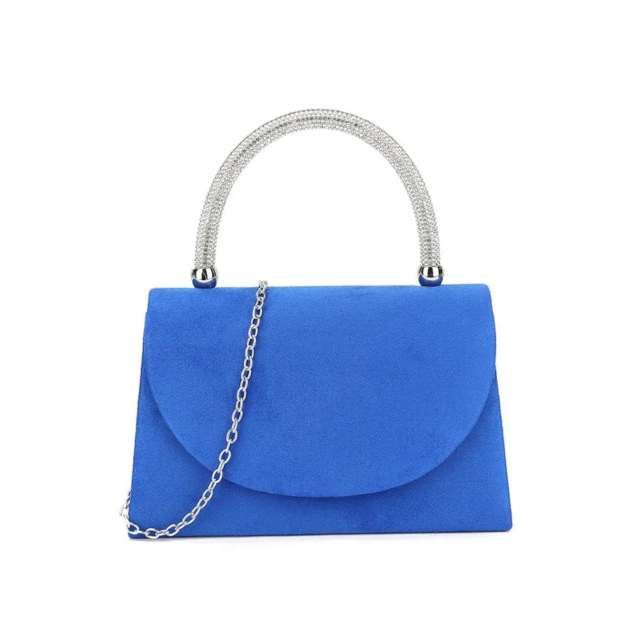 Koko Royal Blue Suedette Grab Bag with Diamante Handle