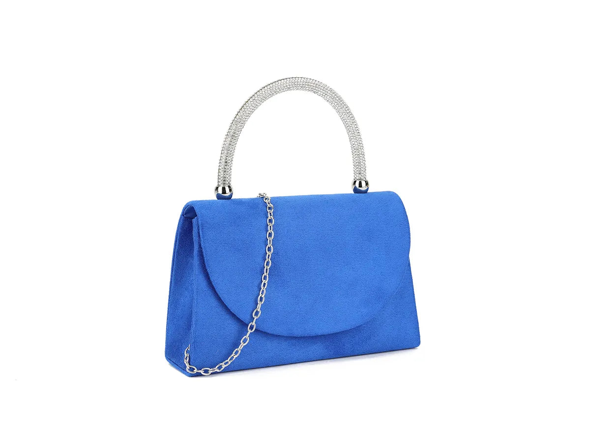 Koko Royal Blue Suedette Grab Bag with Diamante Handle