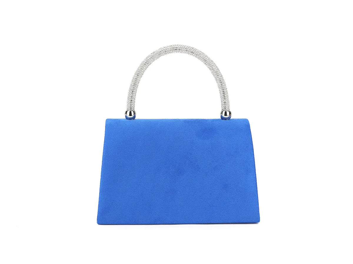 Koko Royal Blue Suedette Grab Bag with Diamante Handle