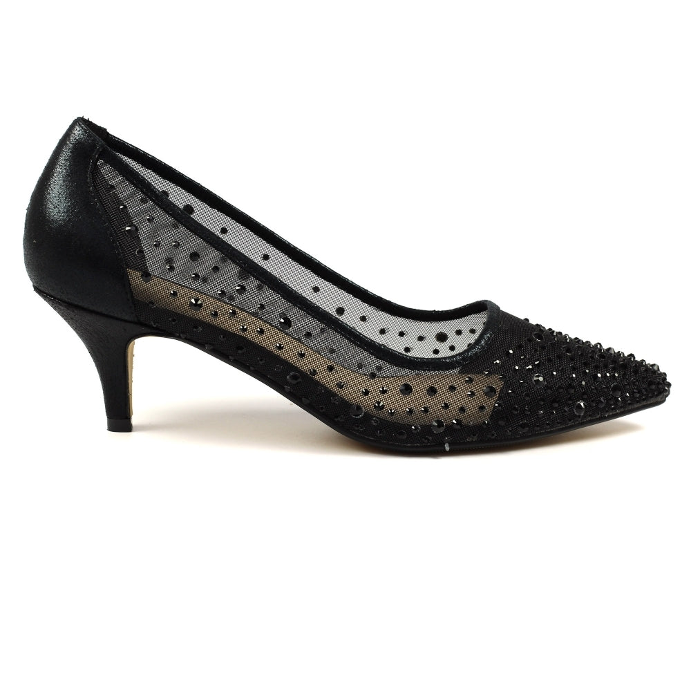 Lunar Alisha Black Low Heeled Court Shoe FLR559