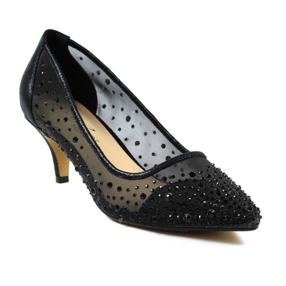 Lunar Alisha Black Low Heeled Court Shoe FLR559