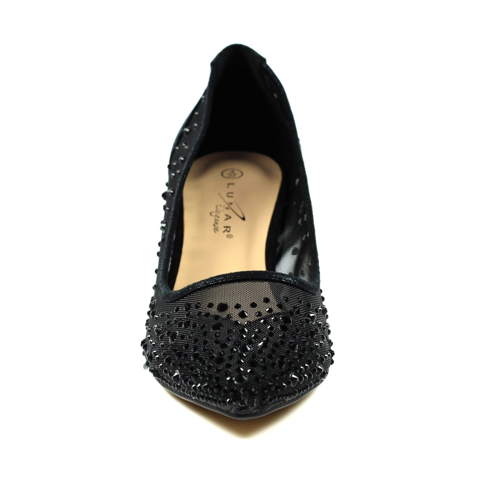 Lunar Alisha Black Low Heeled Court Shoe FLR559