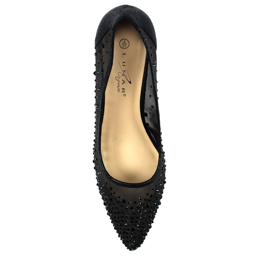Lunar Alisha Black Low Heeled Court Shoe FLR559