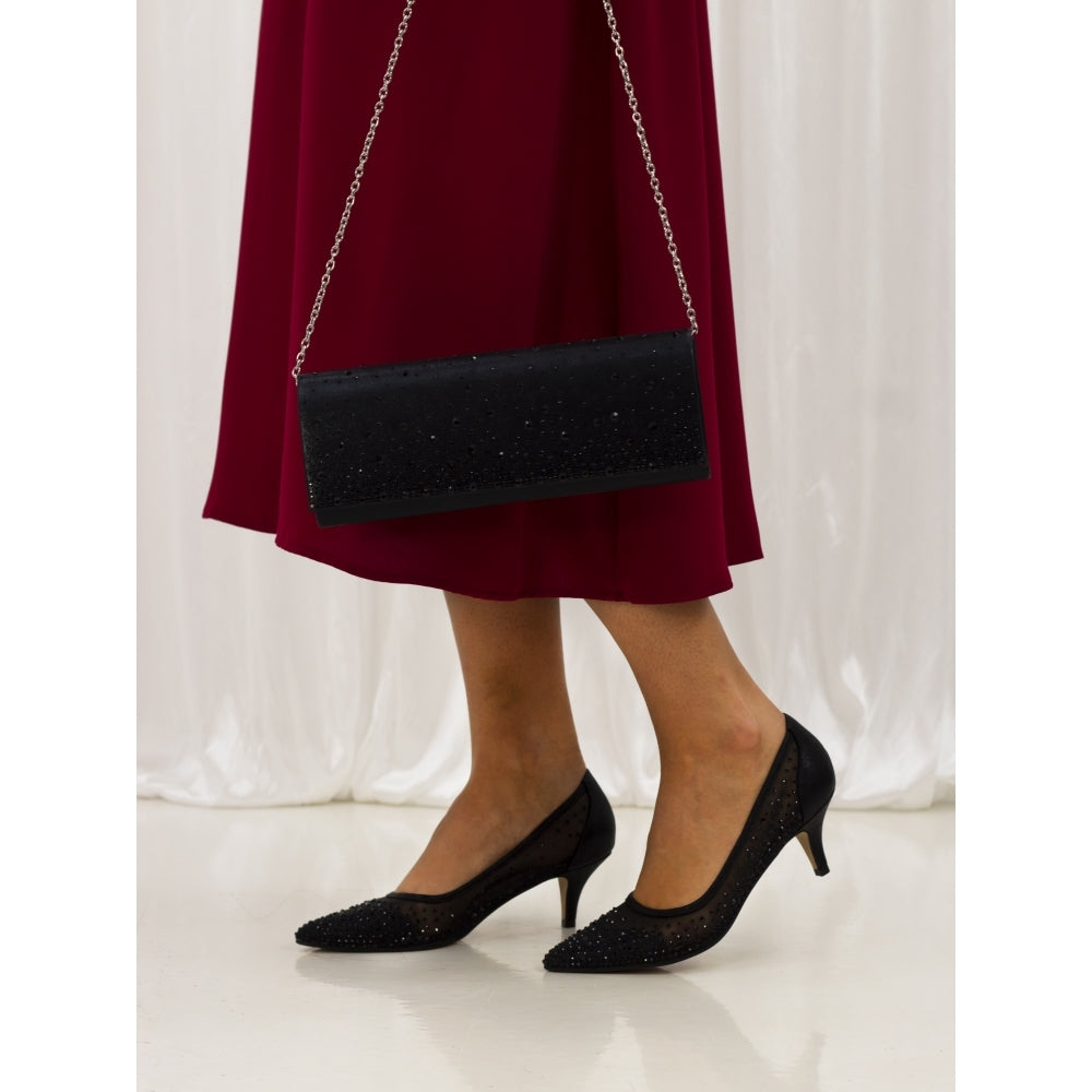 Lunar Alisha Black Low Heeled Court Shoe FLR559