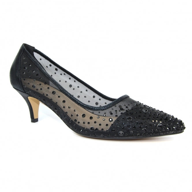 Lunar Alisha Black Low Heeled Court Shoe FLR559