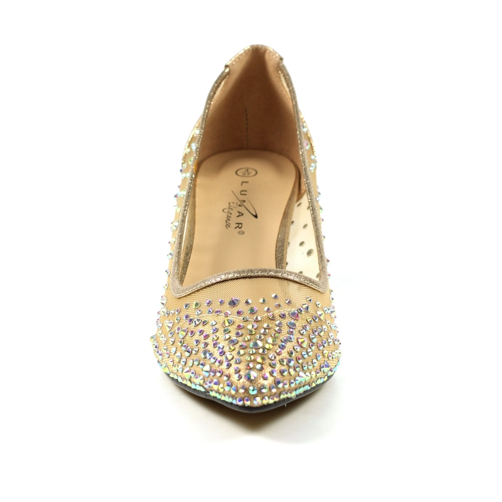 Lunar Alisha Gold Low Heeled Court Shoe