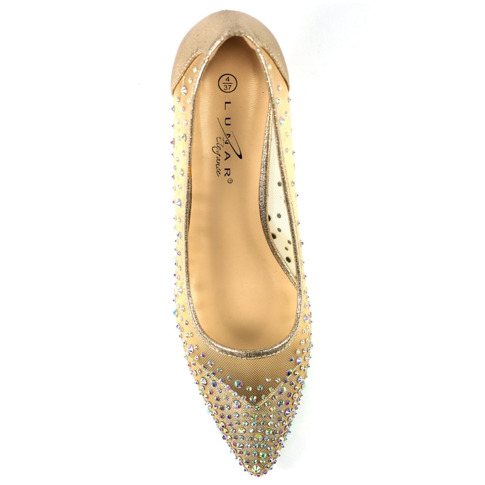 Lunar Alisha Gold Low Heeled Court Shoe