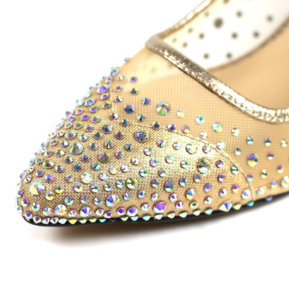 Lunar Alisha Gold Low Heeled Court Shoe