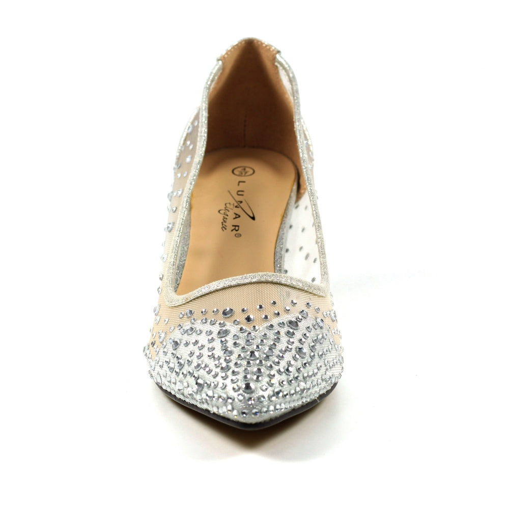 Lunar Alisha Silver Low Heeled Court Shoe FLR559