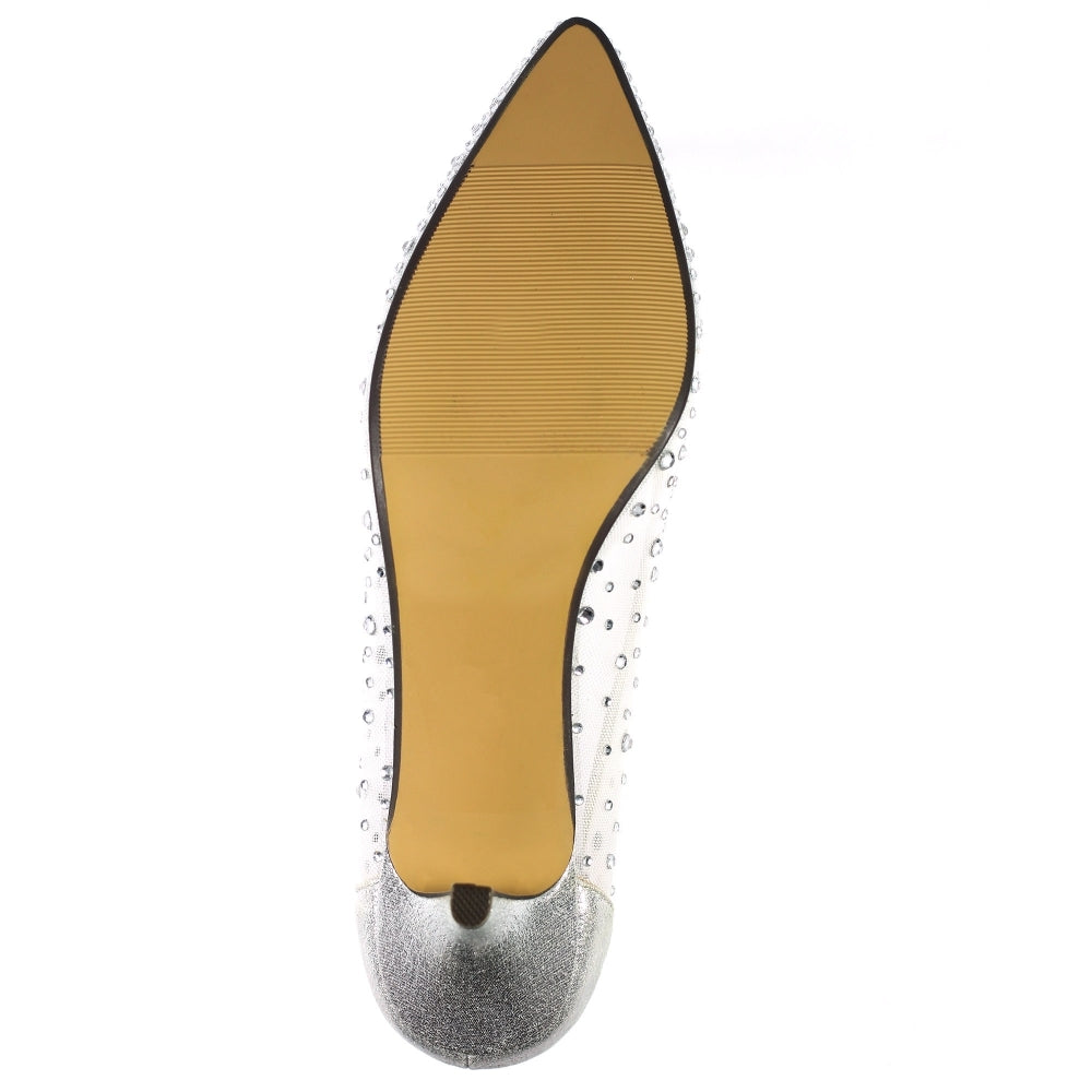 Lunar Alisha Silver Low Heeled Court Shoe FLR559