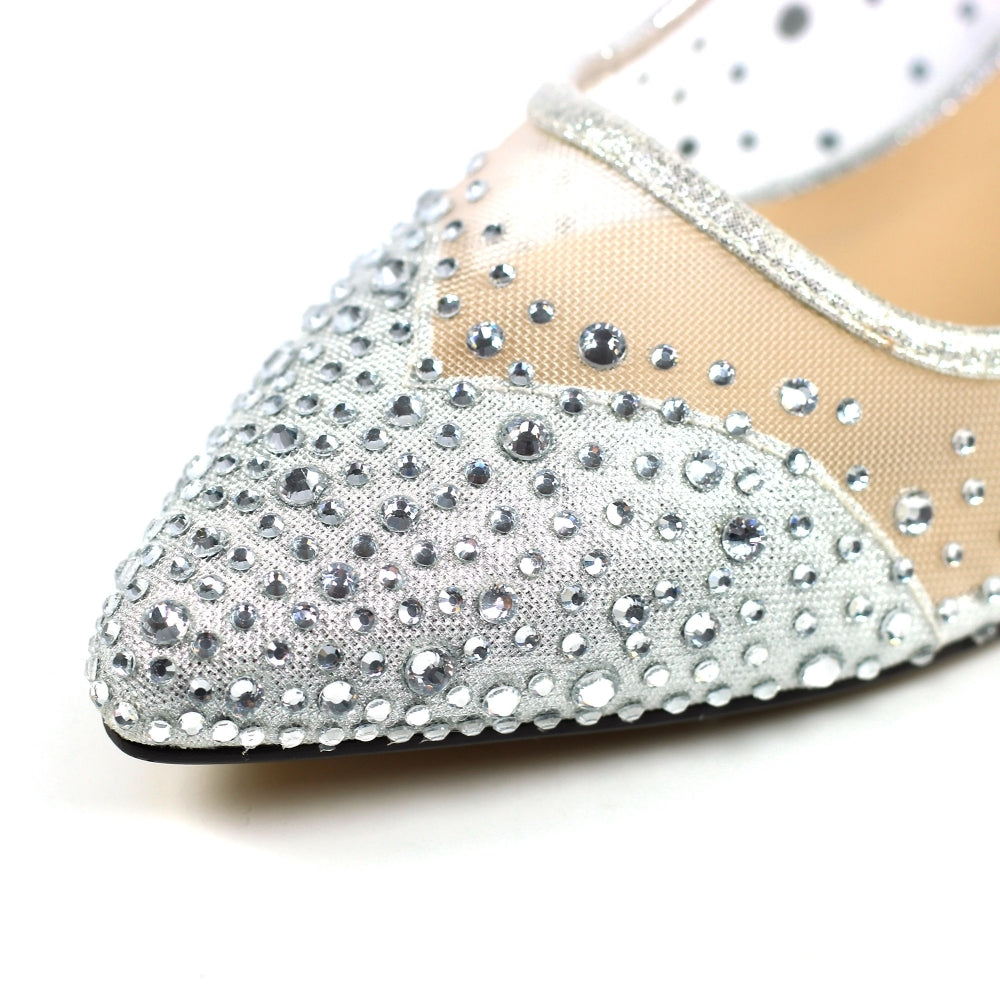 Lunar Alisha Silver Low Heeled Court Shoe FLR559