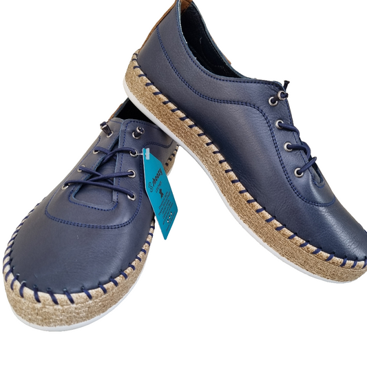 Shoozy Ivy Navy Leather Platform Plimsole
