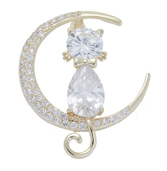 Equilibrium 344716 Cat on the Moon Brooch