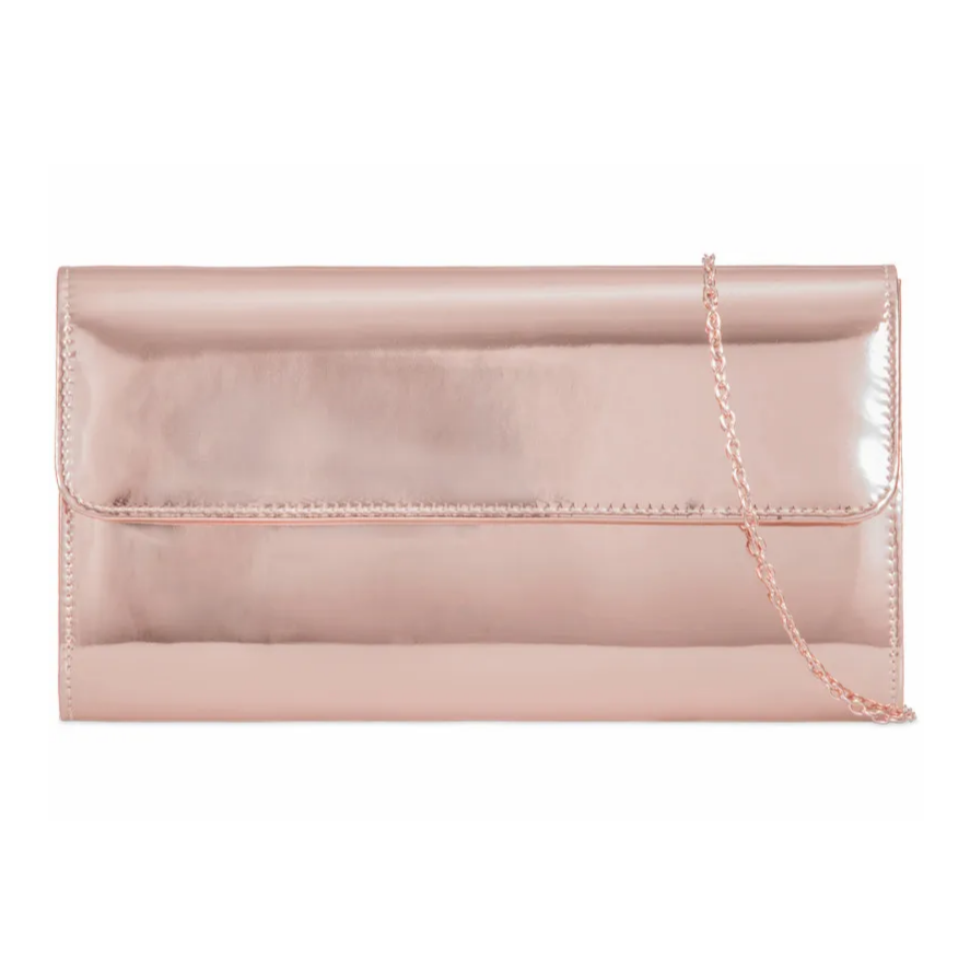 Koko Rose gold Metallic patent clutch 457