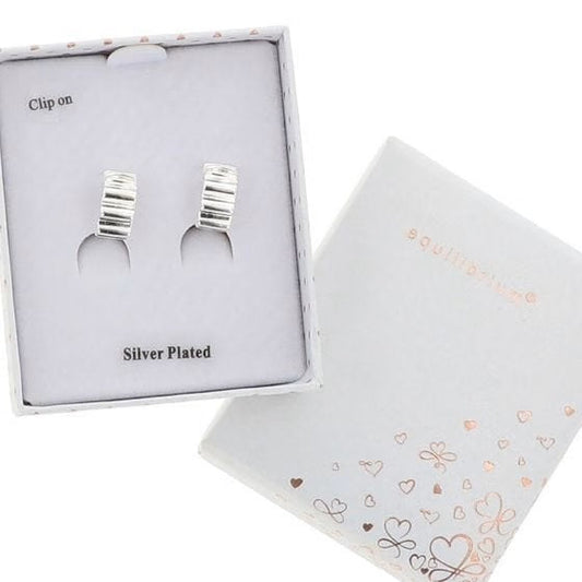 Equilibrium 354702 Lines Silver Plated Clip On Earrings