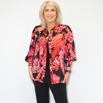 Malissa J Black & Pink Puff Sleeve Printed Blouse Shirt