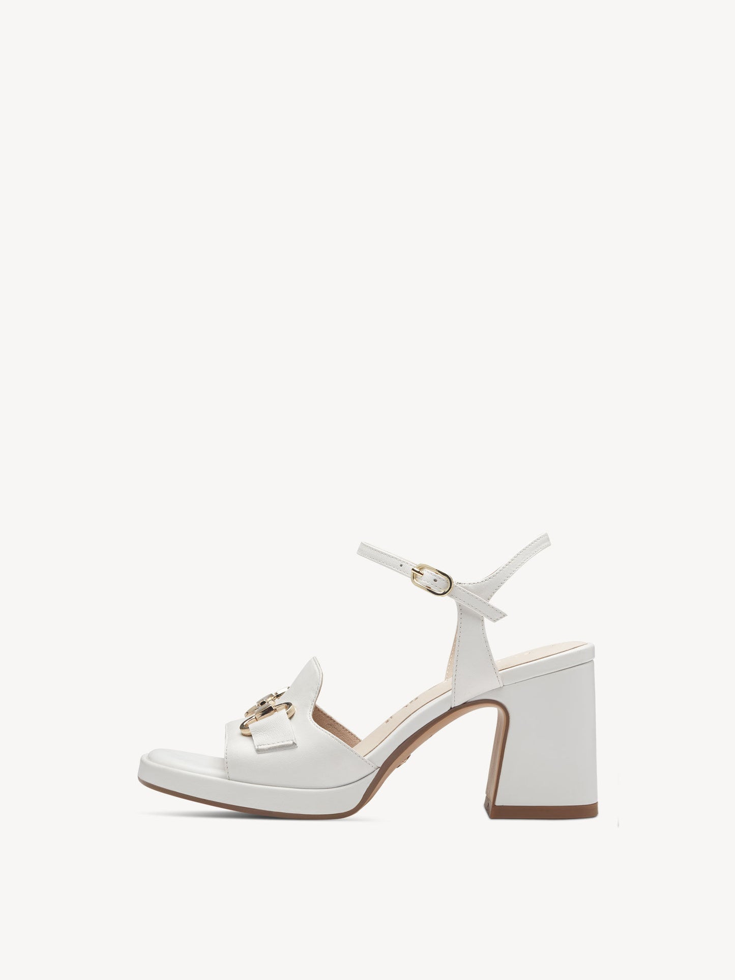 Tamaris White Leather Heeled Sandal