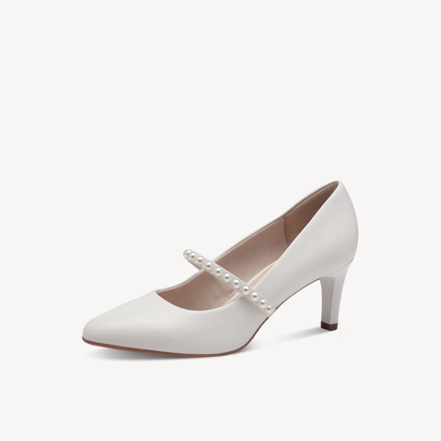 Tamaris White and Pearl Court Shoe