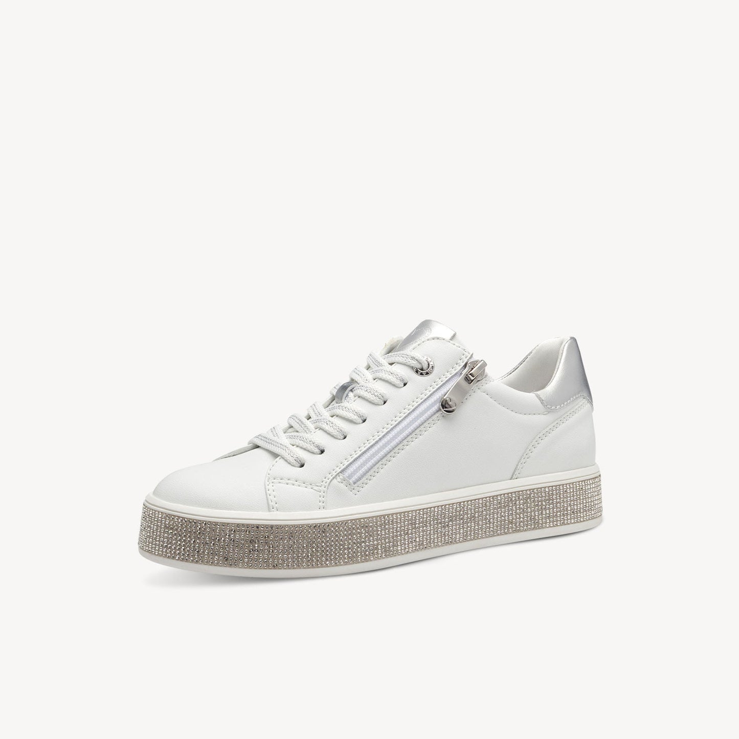 Marco Tozzi 2-23715 White and Diamante Trainer