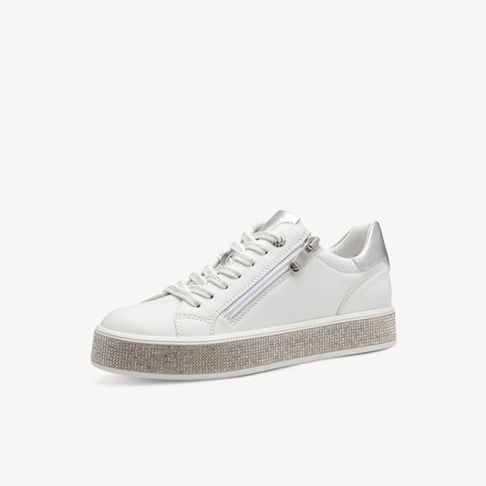 Marco Tozzi 2-23715 White and Diamante Trainer