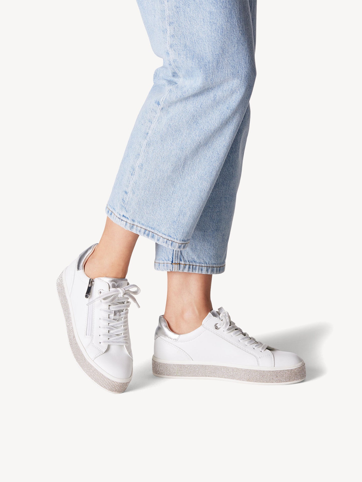 Marco Tozzi 2-23715 White and Diamante Trainer